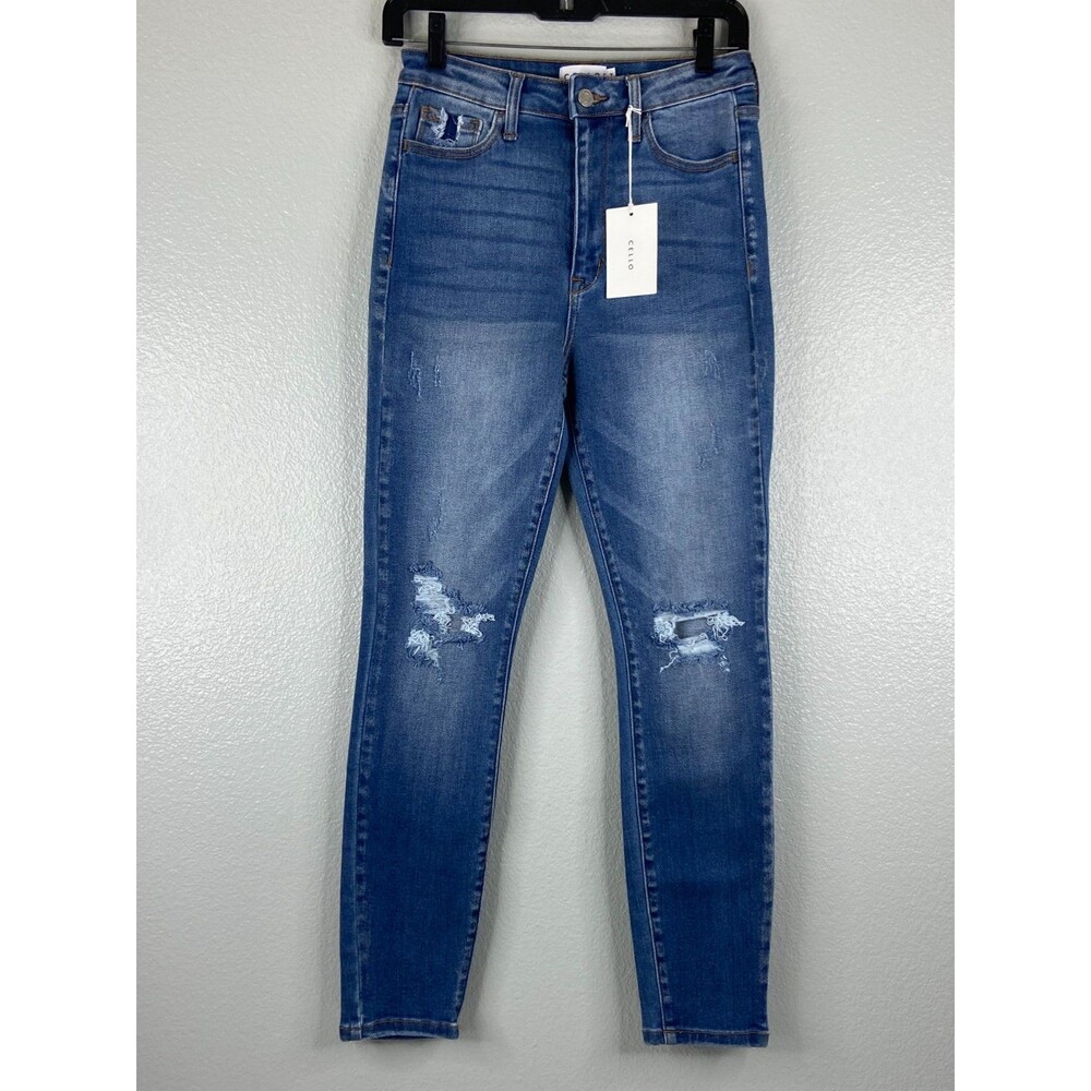 Cello Women Size 7 Denim Jeans High Rise Ankle Skinny Distressed NWT